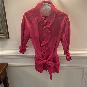Escada Pink Puff Sleeve Blouse with Ruffled Tie Front